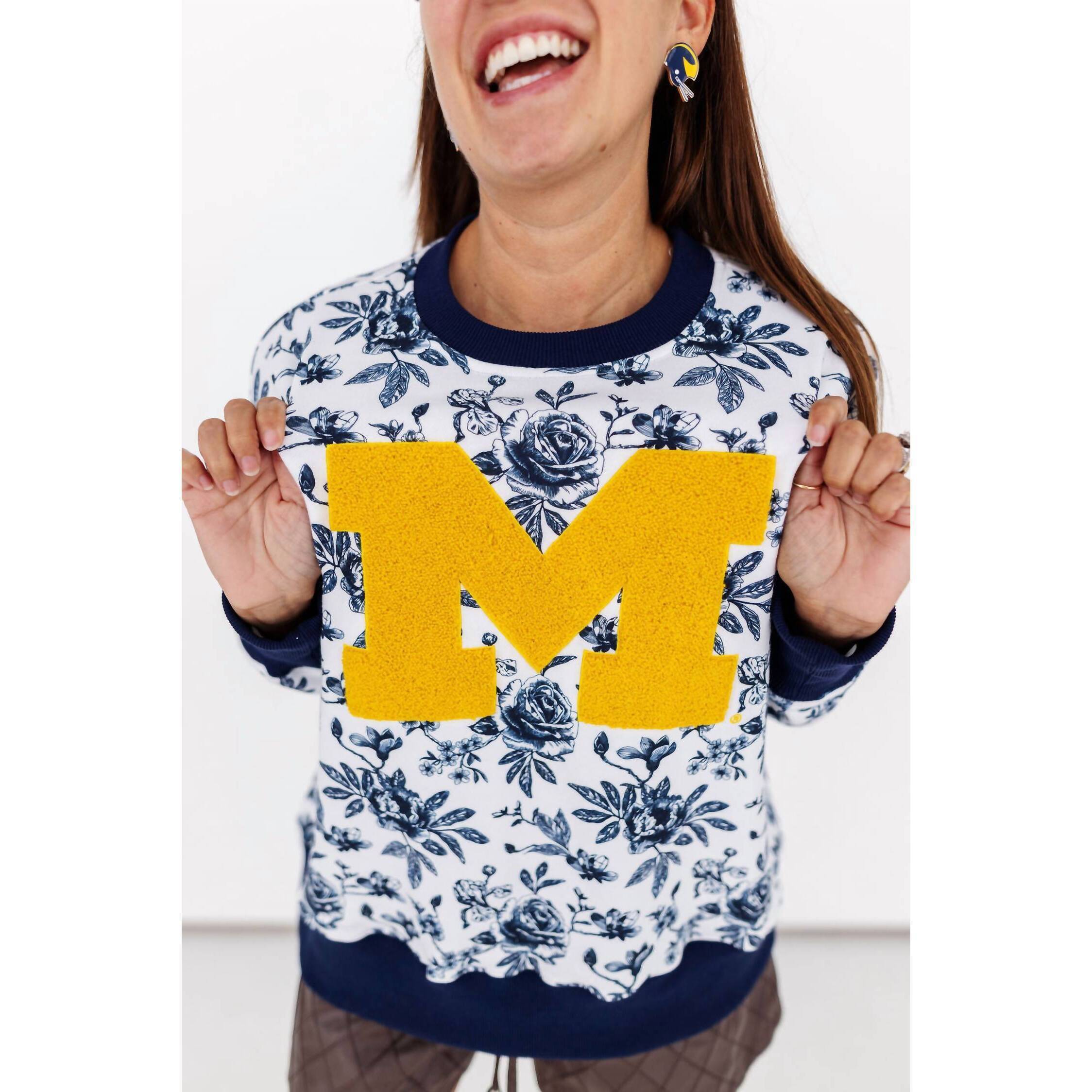 New Brianna Cannon Michigan Floral Toile Sweatshirt In Pattern